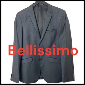 Bellissimo (Tip Top) Dark Grey Black Piping 2 Button Notch Lapel Blazer (40T)